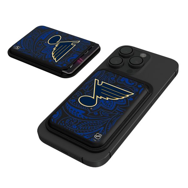 St. Louis Blues Paisley Black Magnetic Credit Card Wallet Cheap