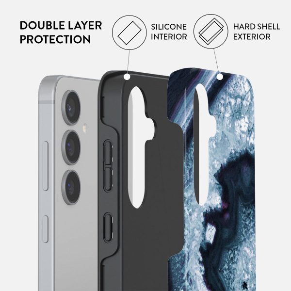 Frozen Lake - Gray Marble Samsung Galaxy S24 FE Case Hot on Sale - Image 2